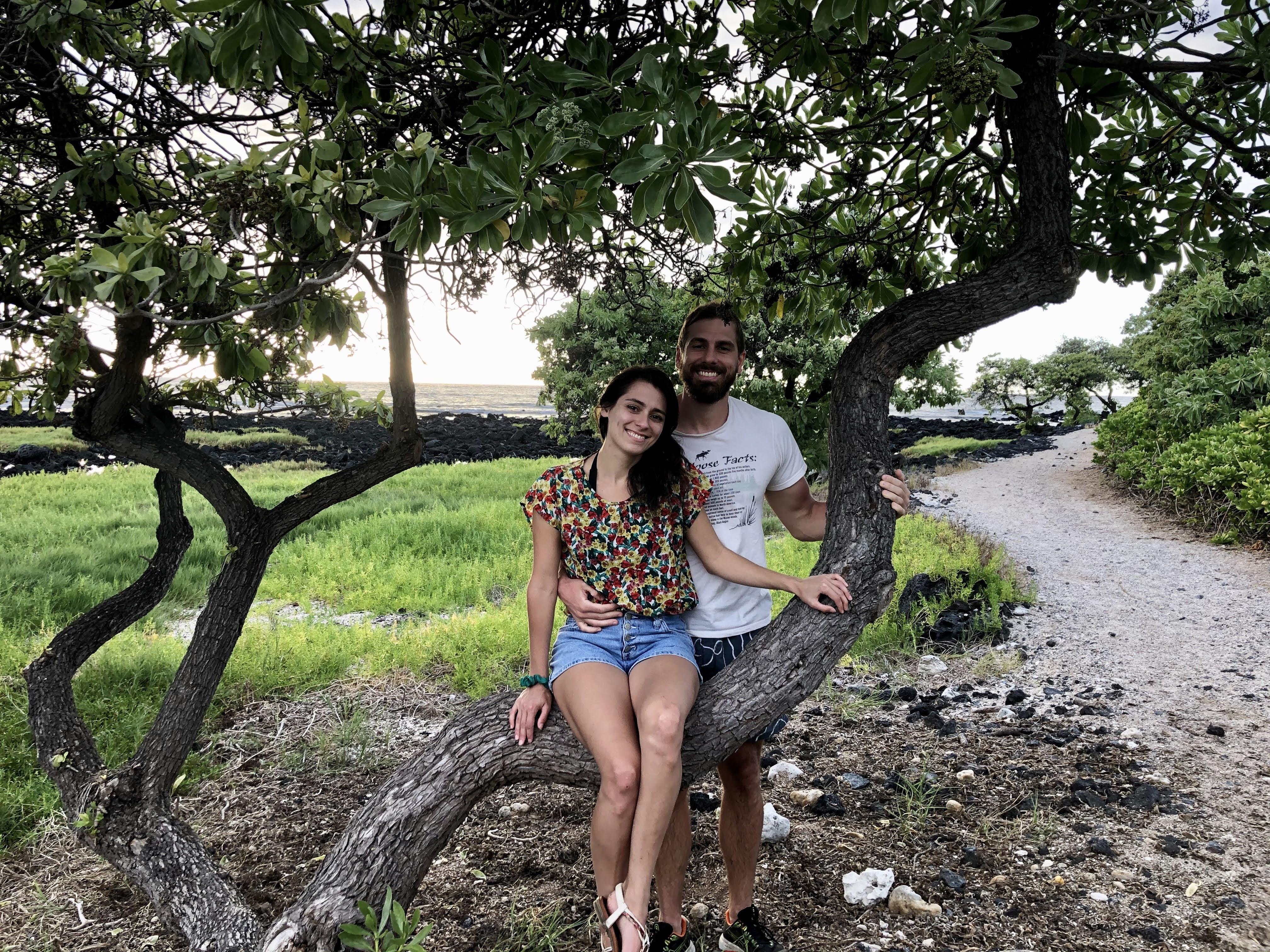 Taking a break on a hike in Hawaii